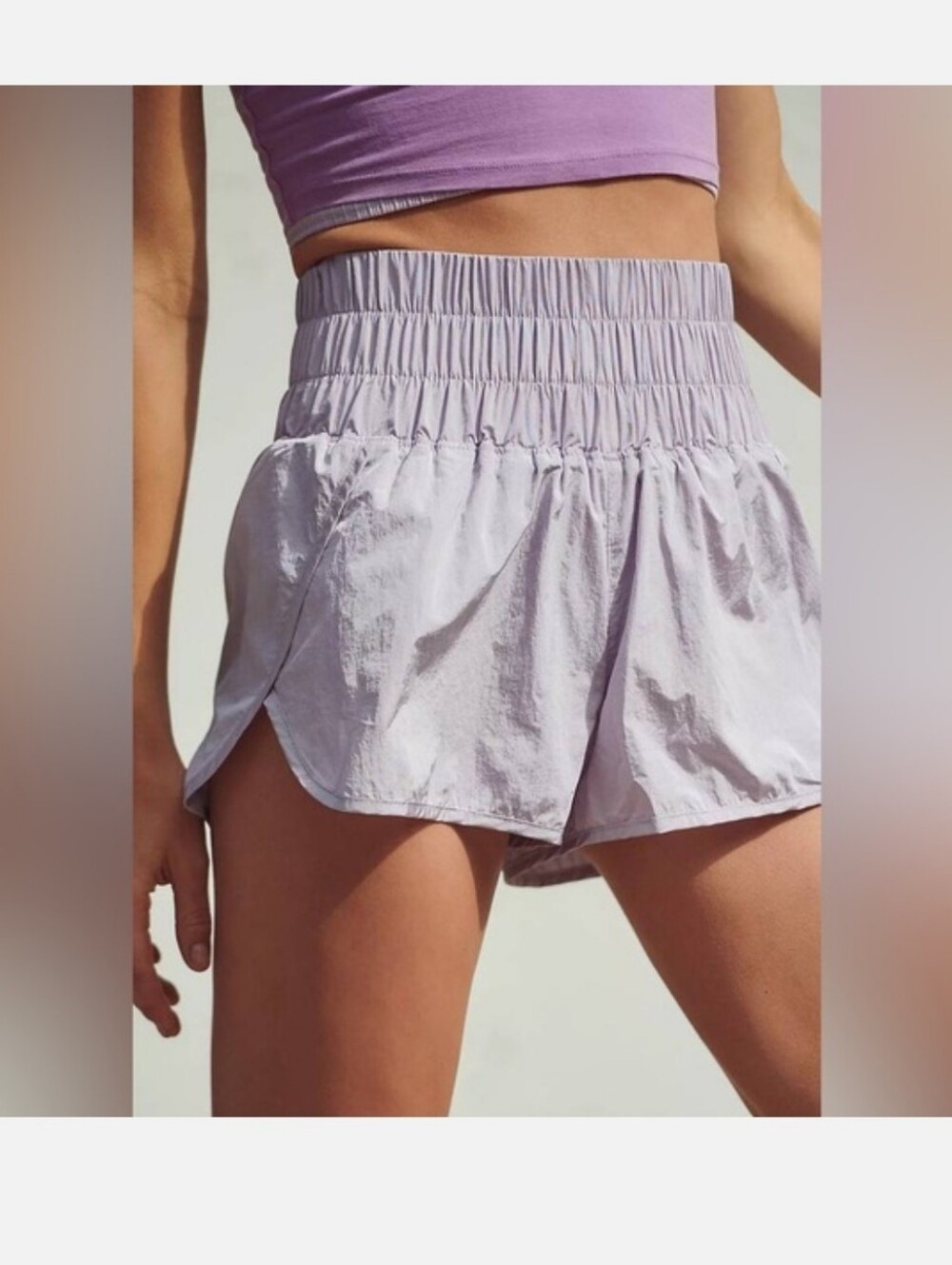 FP Movement by Free People Lilac Smocked Waist Athletic Shorts